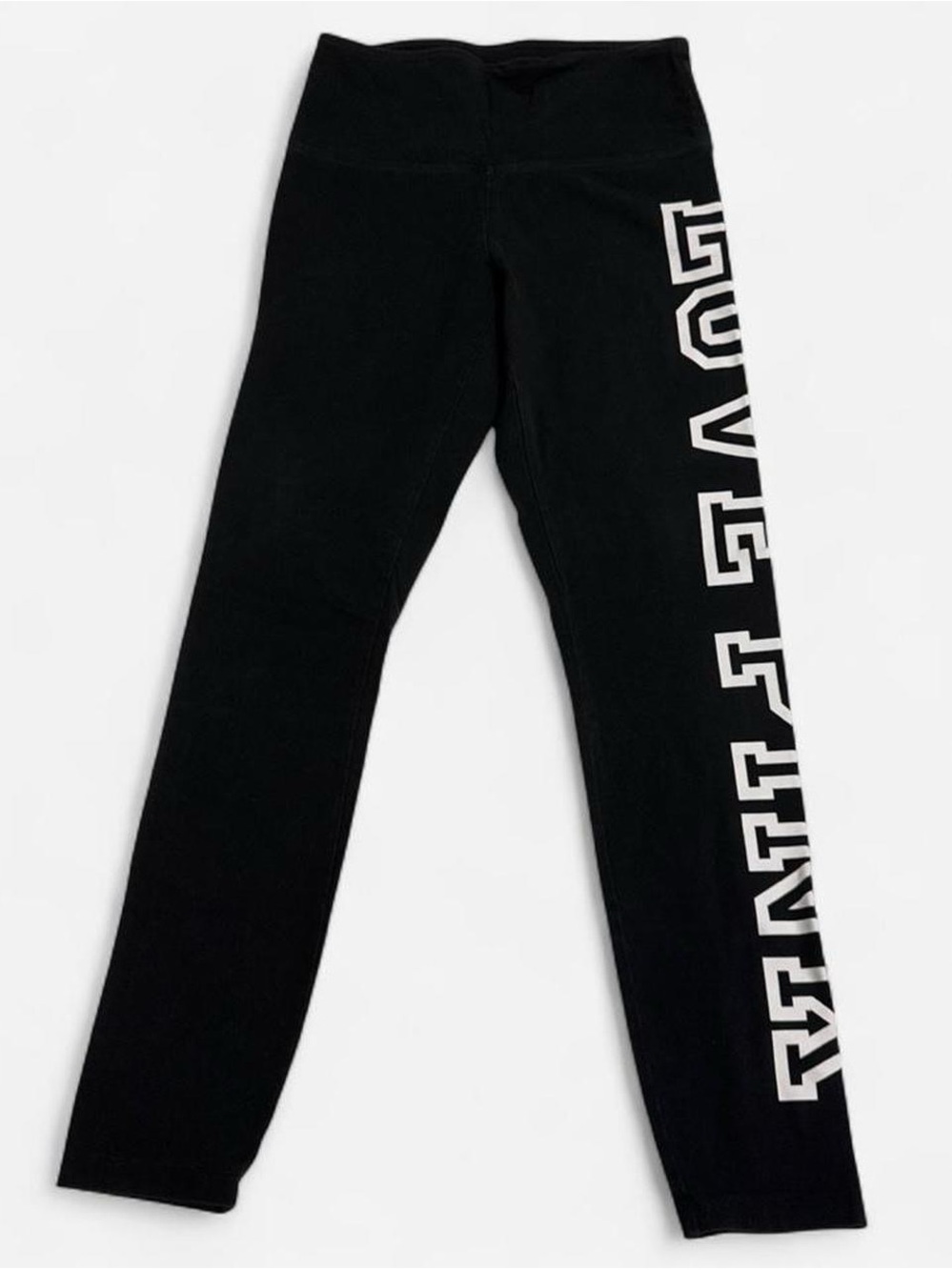 PINK Victoria's Secret Black Leggings with White SIDE Logo Panel